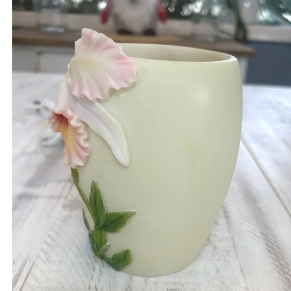 Floral Orchid and Hummingbird 3D Accent‎ Lamp Night Light Warm Glow Pink Green